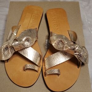 Antonio Melani Gold Sandals with Bow Detail
